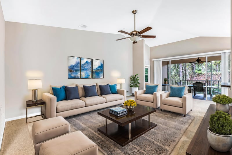 Living Room Virtually Staged at 8665 Little Swift Cir, Jacksonville, FL 32256