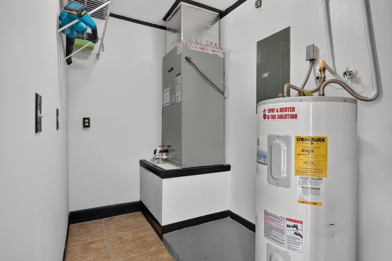 Utility room with water heater at 6931 Cane Grass Ln E, Jacksonville, FL 32244
