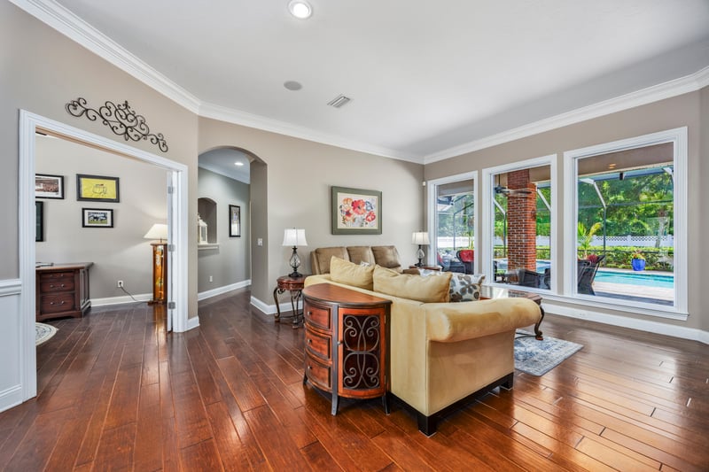 Living Room Pool View at 1035 W Dorchester Dr, Fruit Cove, FL 32259