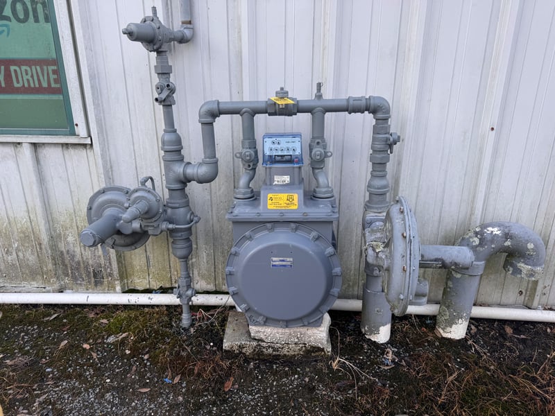 Gas meter and regulator assembly at 11700 New Kings Rd, Jacksonville, FL 32219