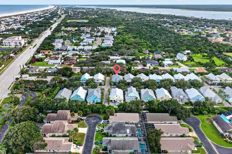 Aerial view with home location marked in St. Augustine, FL