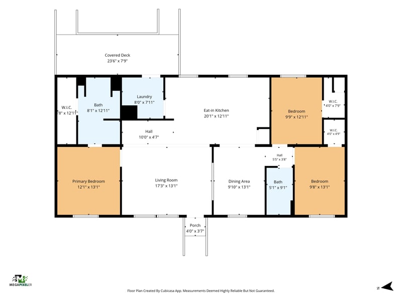 Floor plan showing bedrooms, baths and living areas at 2549 Snapdragon Ave, Middleburg, FL 32068