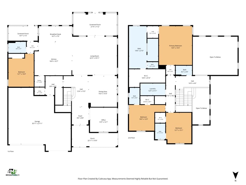 First and second floor plan of the home at 22 Azura Point