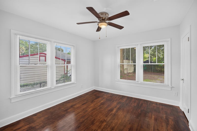 Bedroom with ceiling fan and hardwood floors at 316 W 41st St, Jacksonville, FL 32206