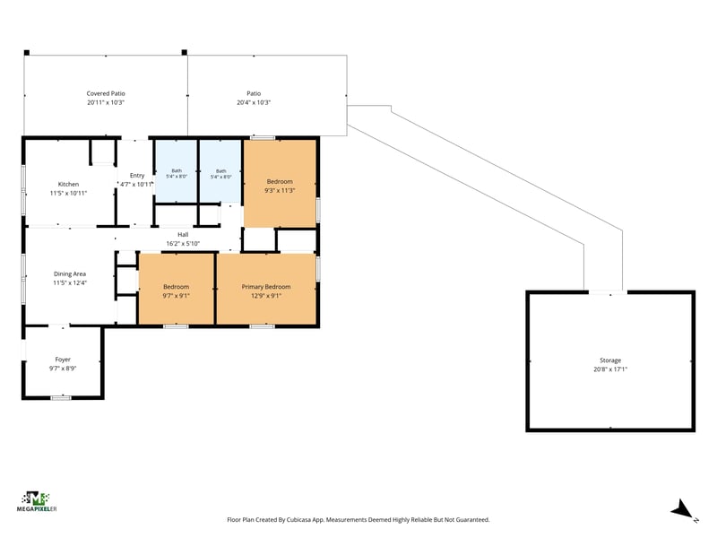 Floor plan of home and detached structure at 7015 Miss Muffet Ln N, Jacksonville, FL 32210