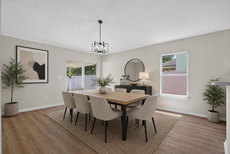 Dining room, virtually staged with table and chairs at 224 Pine Arbor Cir, St. Augustine, FL 32084