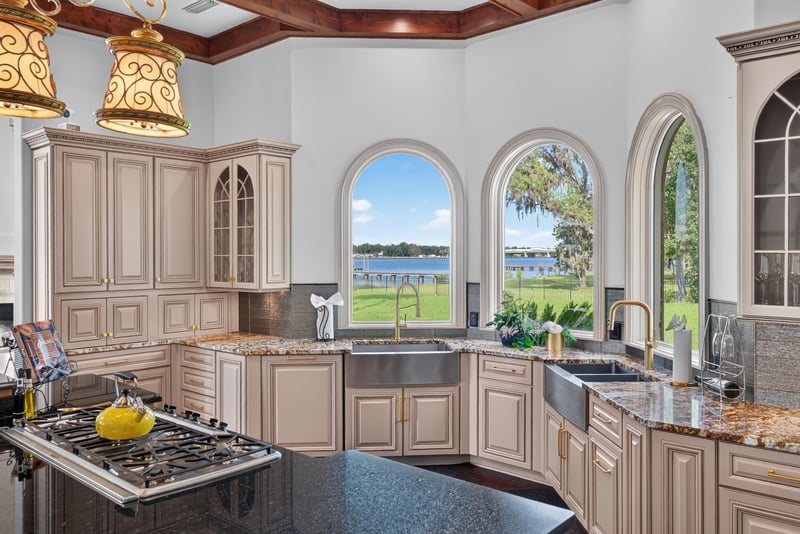 Kitchen with granite island and stainless range at 344 Broward Rd, Jacksonville, FL