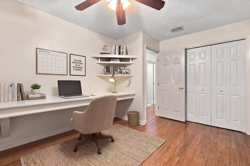 Home office, virtually staged, photographed by Megapixeler on Winding Springs Ct, Jacksonville