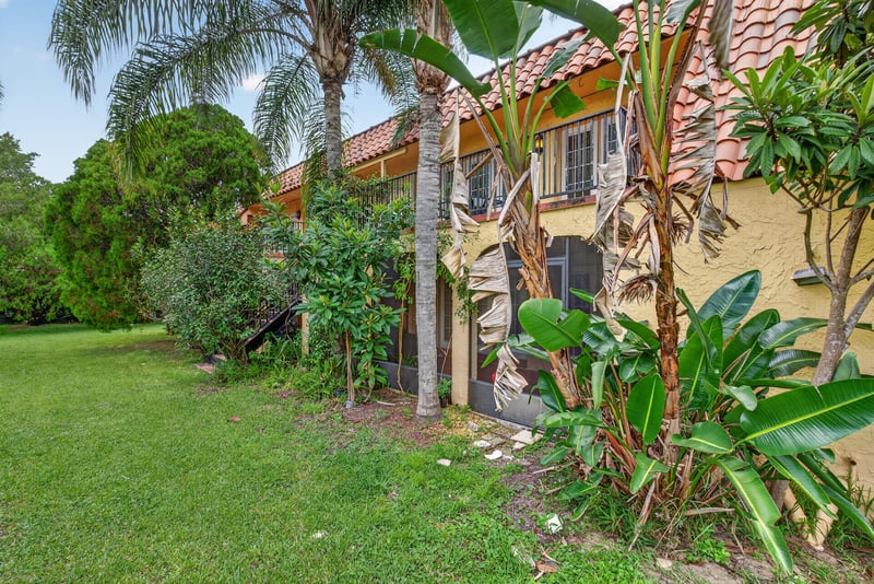 Rear lawn with palms at 3866 Campenero Ct unit 6, Jacksonville, FL 32217
