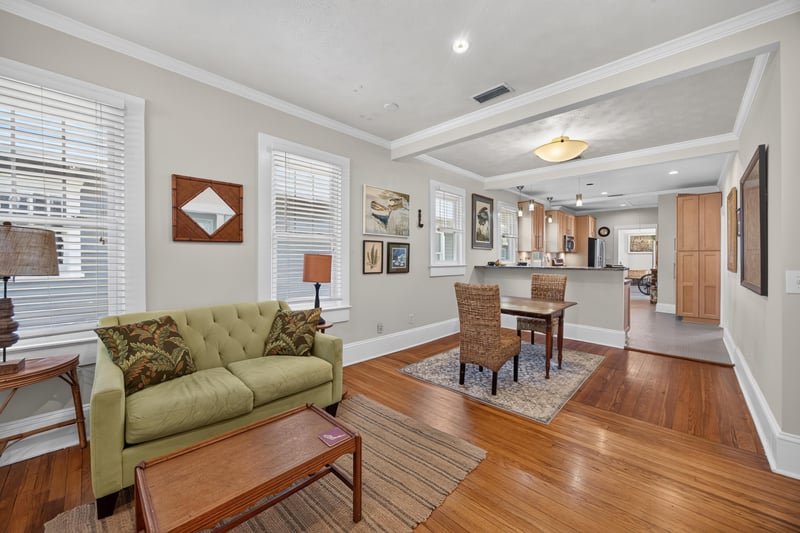 Living room seating area with coffee table at 1555 Belmonte Ave, Jacksonville, FL 32207