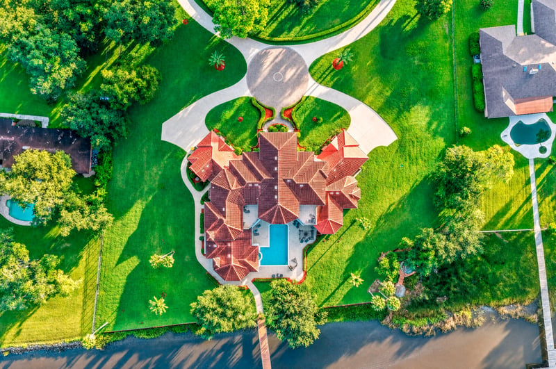 Aerial overview of the property and pool at 344 Broward Rd, Jacksonville, FL