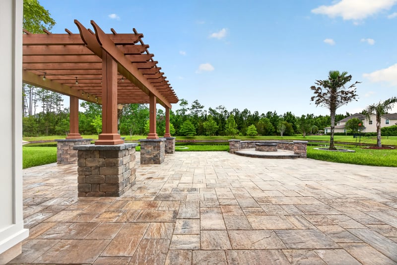 Pergola over a paver patio at 186 Freshwater Dr