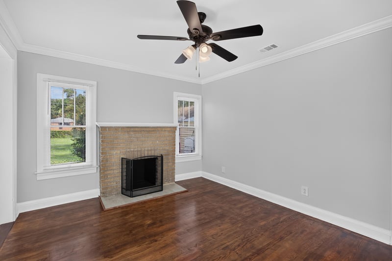 Fireplace close view with ceiling fan at 316 W 41st St, Jacksonville, FL 32206