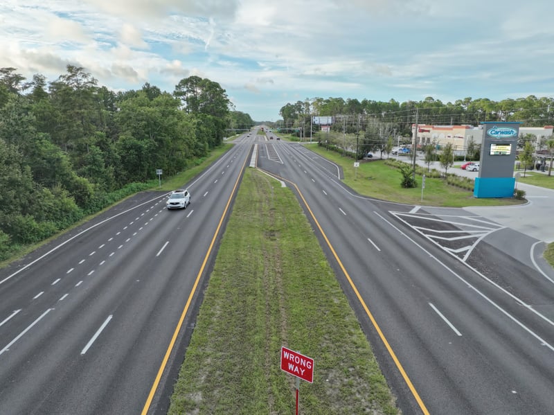 Street-level view down US-1 highway frontage at 4900 US-1, St. Augustine, FL 32086