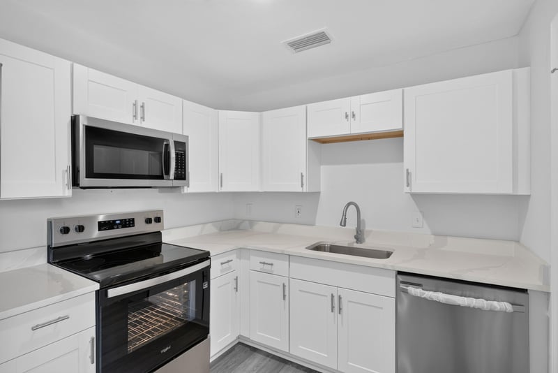 Kitchen with white cabinetry and microwave at 855 Cornwallis Dr, Jacksonville, FL