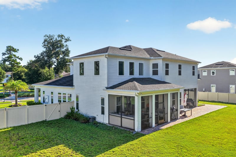 Aerial side view showing screened porch at 22 Azura Point