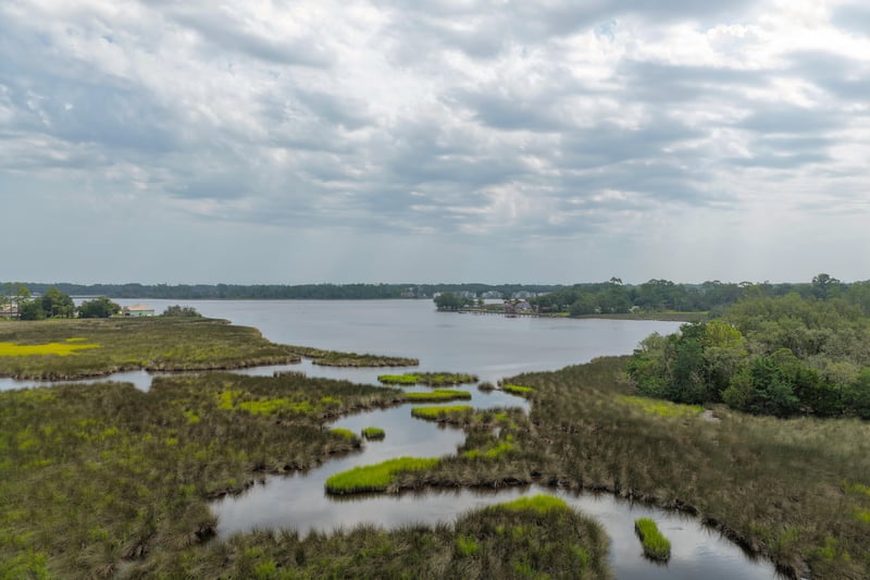 Aerial view of wide water and marsh grass at 1818 Elm St, Jacksonville, FL 32208