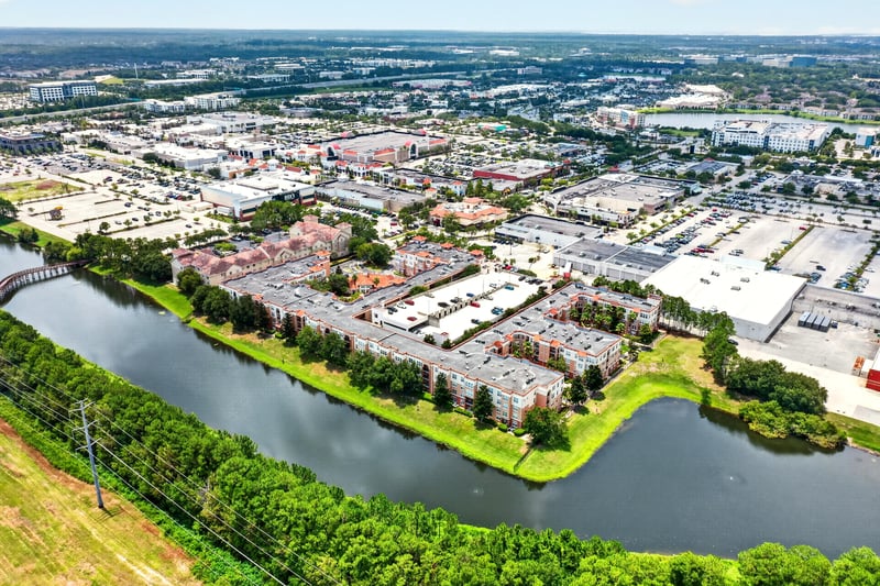 Aerial view of the community and surrounding roads in Jacksonville, FL