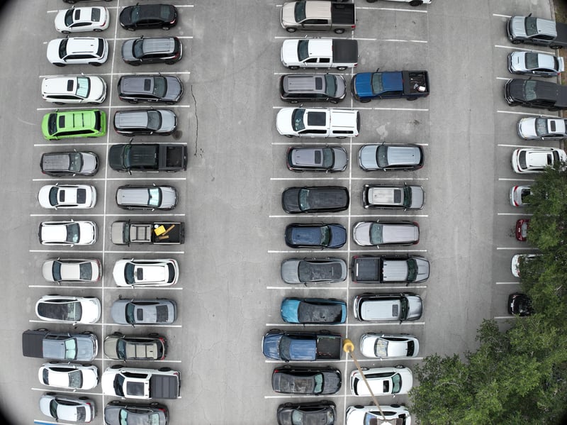 Aerial view of parking lot rows at 9406 Atlantic Blvd, Jacksonville, FL 32225