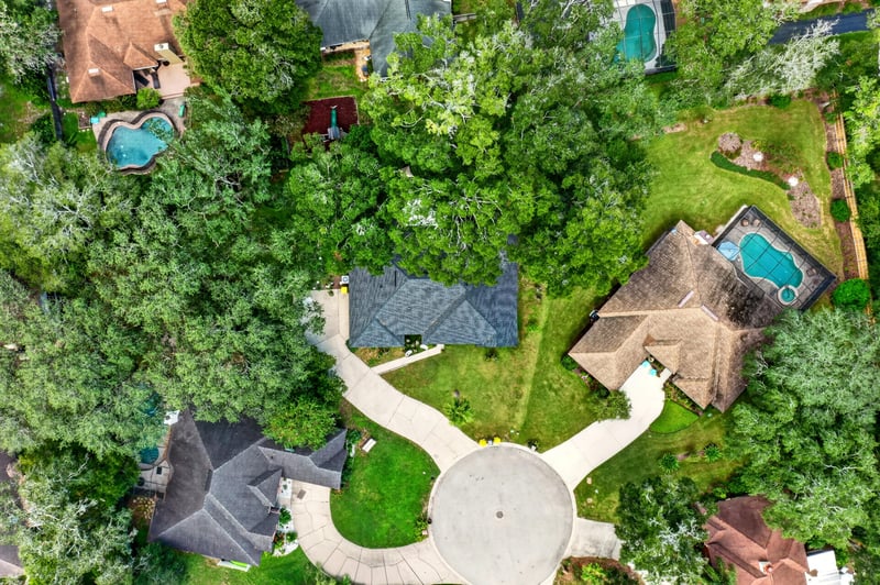 Aerial view of the home's roof and backyard at 1346 Gately Ct, Jacksonville, FL 32225