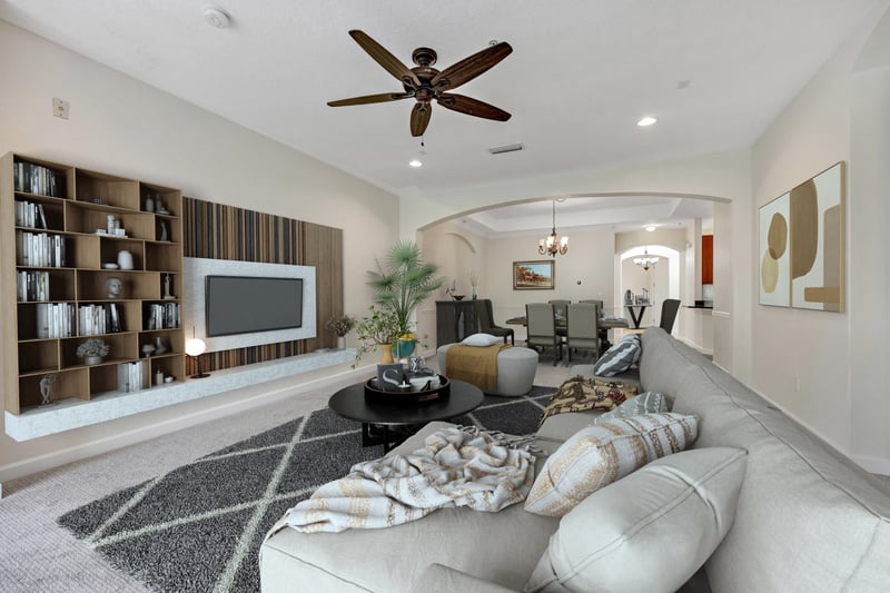 Family Room Virtually Staged at 210 Paseo Terraza, St. Augustine, FL 32095