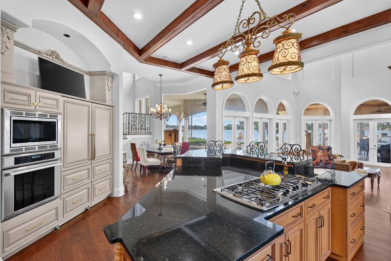 Kitchen with wood beams and pendant lighting at 344 Broward Rd, Jacksonville, FL