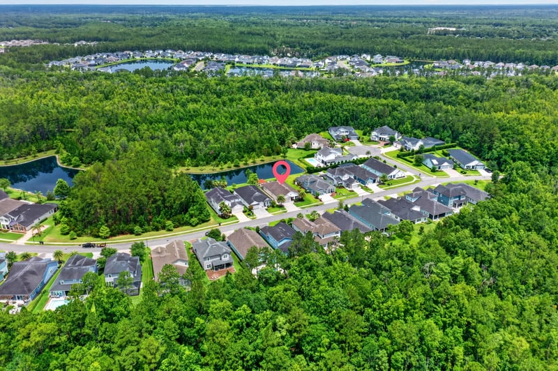 Aerial view of the neighborhood layout in St. Johns, FL