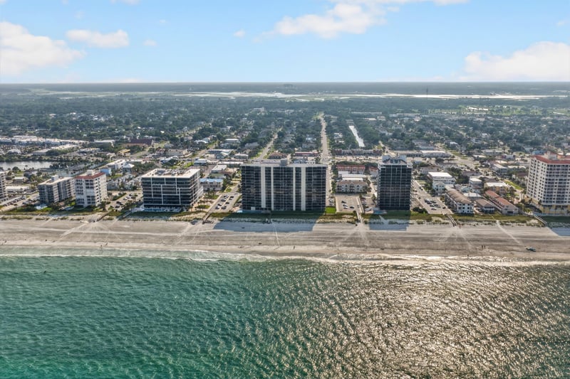 Aerial inland view of the city in Jacksonville Beach