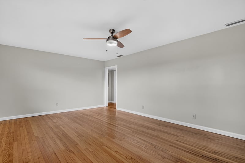 Living room with wood floors and ceiling fan at 217 Baisden Rd, Jacksonville, FL 32218