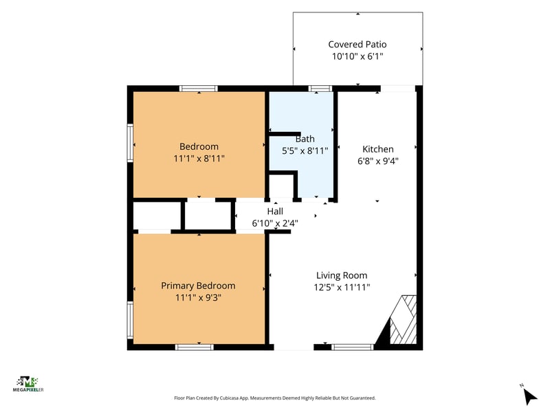 Floor plan showing bedrooms, bath, kitchen and living room at 8067 Parental Cir, Jacksonville, FL 32216