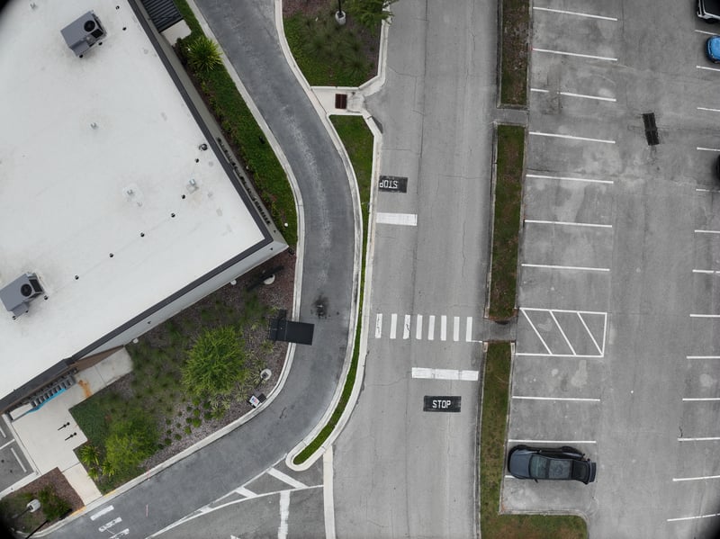 Aerial view of rooftop edge and crosswalk at 9406 Atlantic Blvd, Jacksonville, FL 32225