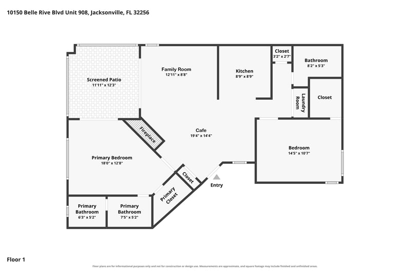 Floor plan 1 of 10150 Belle Rive Blvd unit 908, Jacksonville, FL 32256