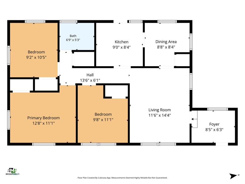 Floor plan showing layout of bedrooms and living areas at 2132 Allandale Cir W, Jacksonville, FL