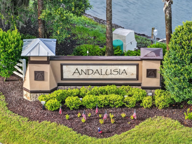 Entrance sign reading Andalusia in St. Augustine, FL