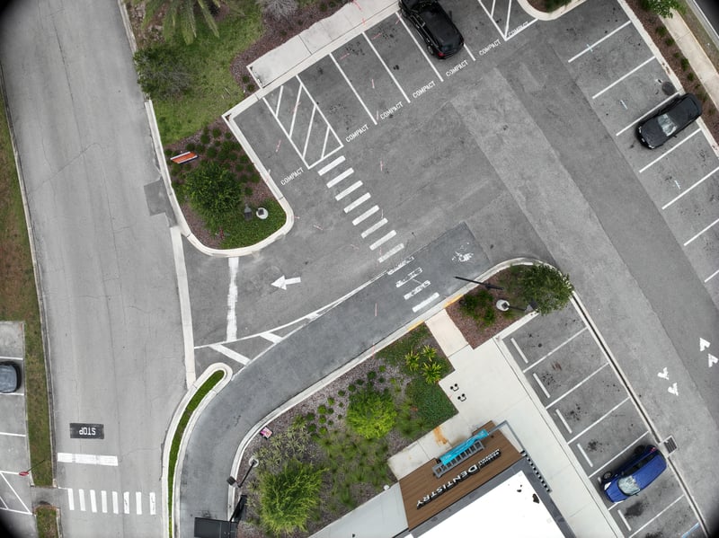 Aerial view of curved drive and crosswalk at 9406 Atlantic Blvd, Jacksonville, FL 32225