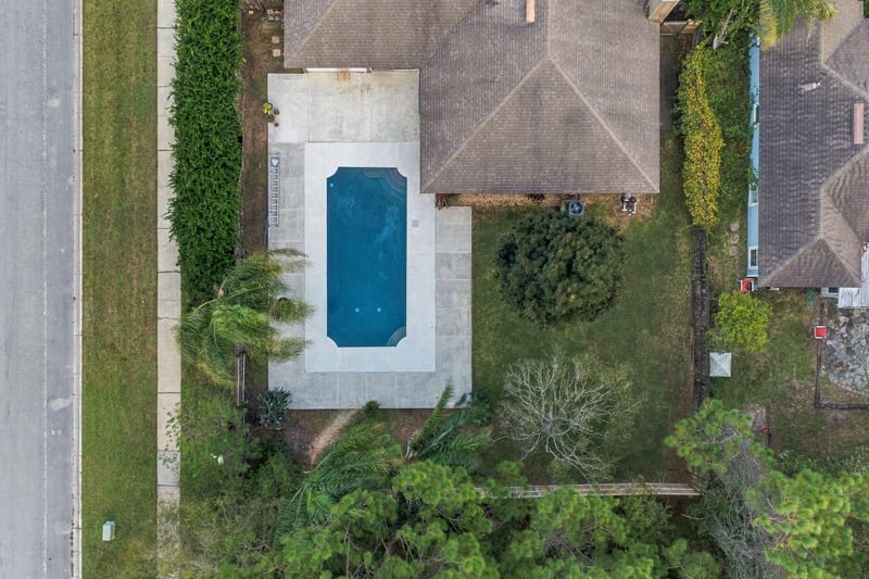 Aerial overhead view of the pool, photographed by Megapixeler on Winding Springs Ct, Jacksonville