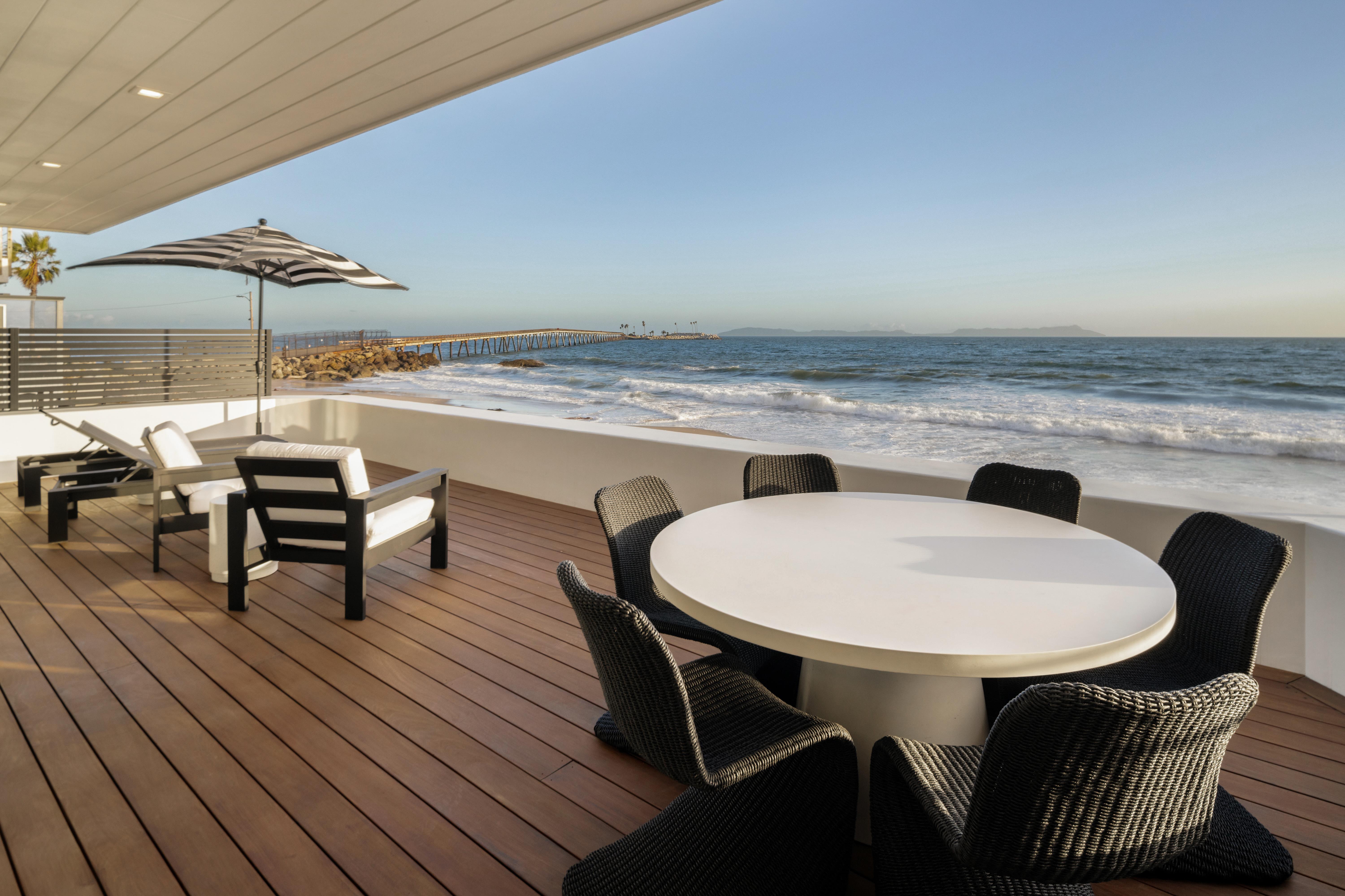 Coastal luxury estate at 6726 Breakers Way, Ventura — professional real estate photography showcasing Pacific Ocean frontage and open-water views along the Southern California coastline. Our team captured still photography, aerial drone photography with Inspire 3 Cinema Drone, FPV clips, a cinematic property video with agent narration, a Matterport virtual tour, a Zillow Showcase, a true vertical social media reel, and floor plan scan throughout the early morning.