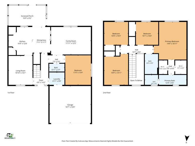 Floor plan showing first and second floor layout at 3428 Glenn Hollow Ct, Jacksonville, FL 32226