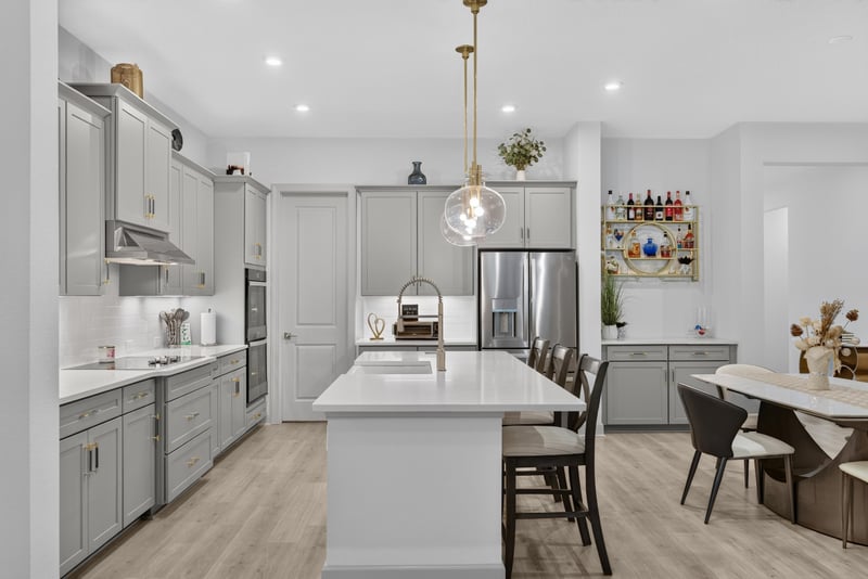 Kitchen and dining area with pendant lighting at 785 Back Creek Dr, St. Augustine, FL 32092