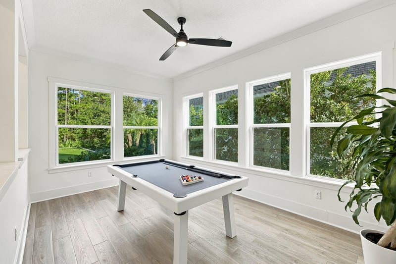 Game room with pool table and ceiling fan at 907 Seagrove Dr, Ponte Vedra Beach, FL 32081