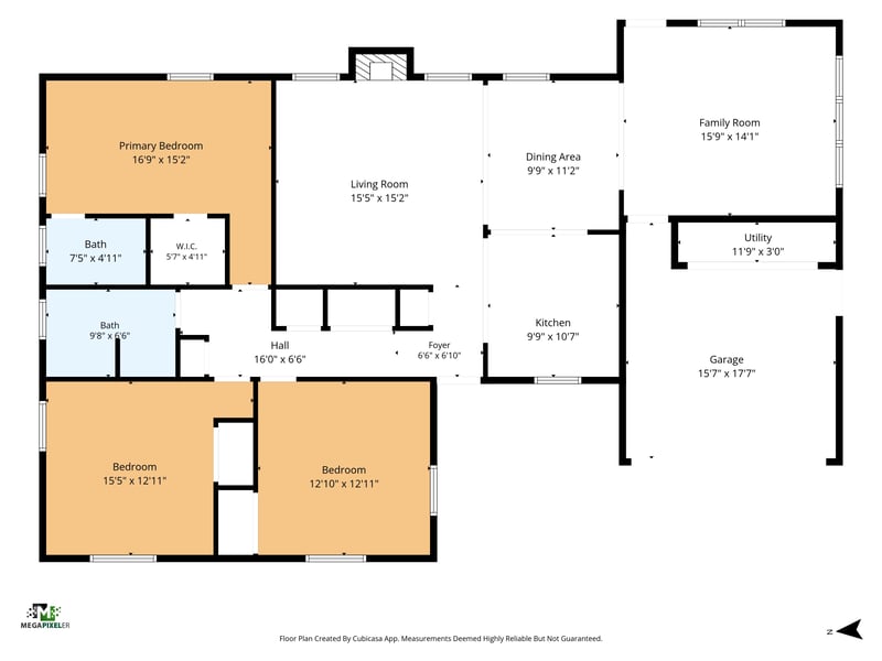 Floor plan of the 3-bedroom, 2-bath home at 6059 Karen St, Jacksonville, FL 32244