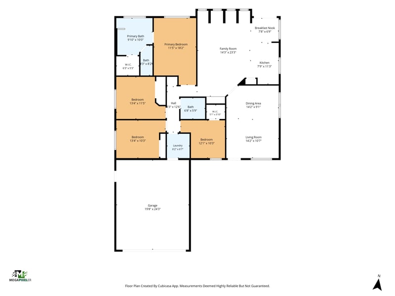 Floor plan of the four-bedroom layout at 1820 Burgess Hill Dr E, Jacksonville, FL