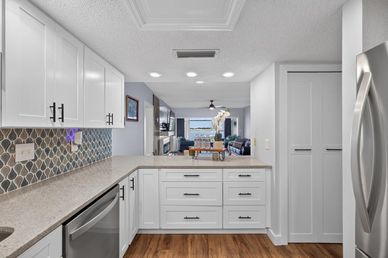 Kitchen with stainless refrigerator at 2280 Shepard St