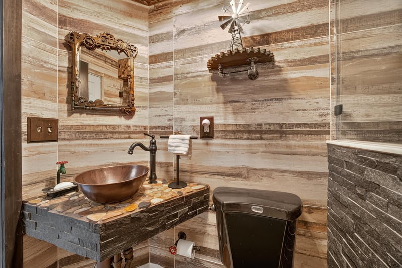 Bathroom vanity with copper sink at 6931 Cane Grass Ln E, Jacksonville, FL 32244