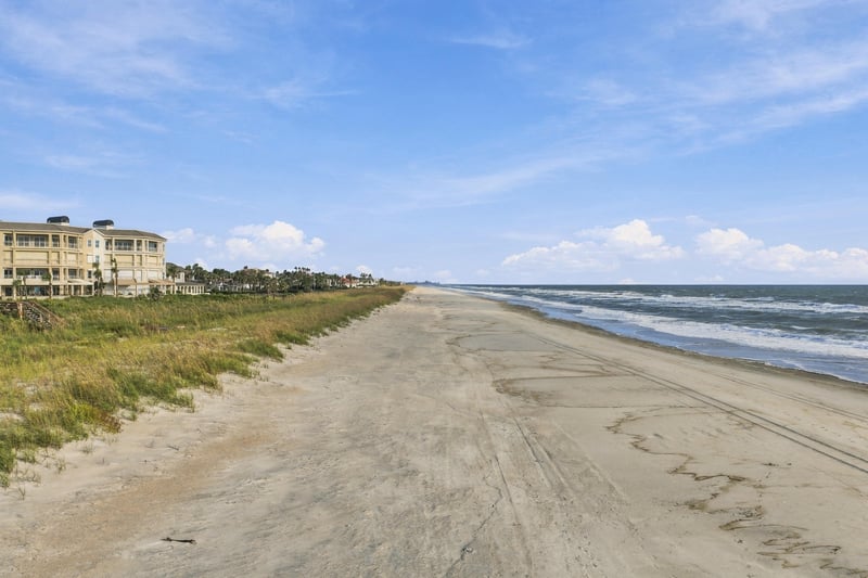 Aerial panorama of the beach and ocean in Ponte Vedra Beach, FL
