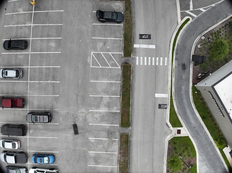 Aerial view of parking lot and crosswalk at 9406 Atlantic Blvd, Jacksonville, FL 32225