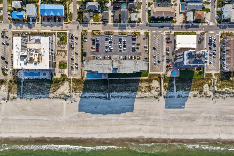 Aerial view of the beachfront neighborhood in Jacksonville Beach