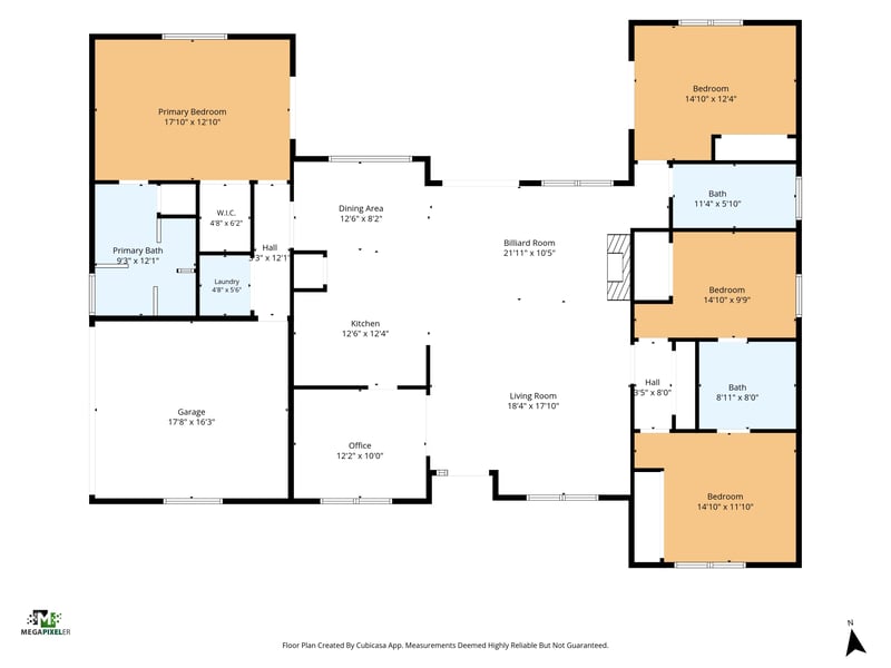 Floor plan of the 2,178 square foot home at 1346 Gately Ct, Jacksonville, FL 32225