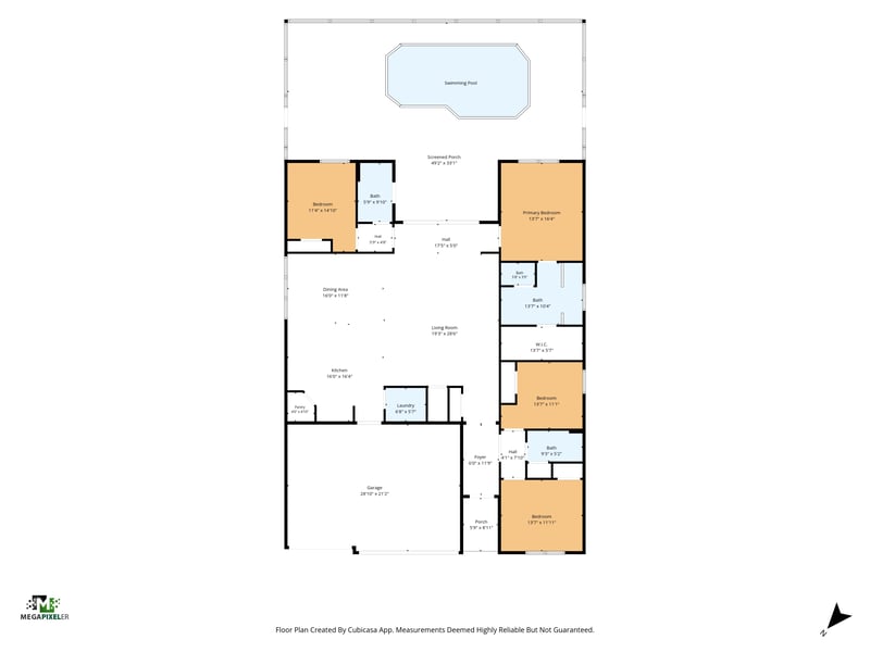 Floor plan of the single-story 4-bedroom home at 3328 Southern Oaks Dr, Green Cove Springs, FL 32043