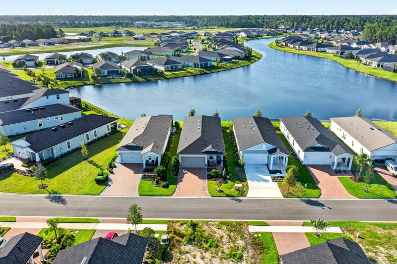 Aerial view of the neighborhood pond in St. Augustine, FL